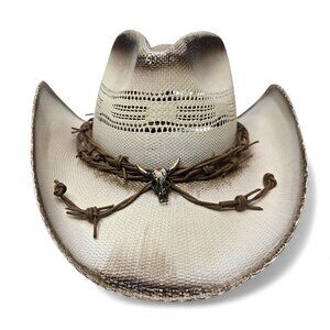 Dallas Hats Ghost Rider Cowboy Hat Men Barbed Wire Longhorn Straw Western M